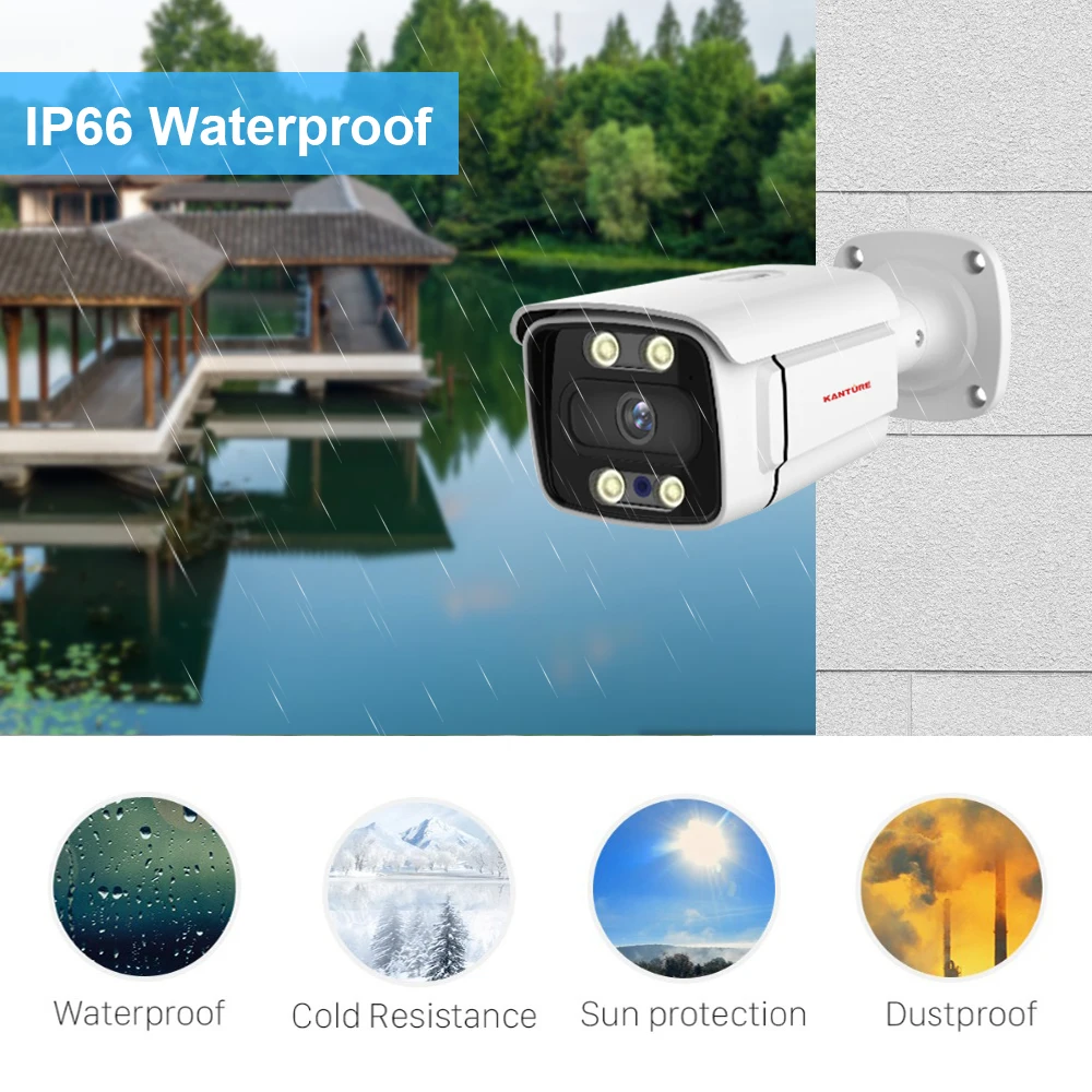 KANTURE 8CH 4K POE NVR Kit CCTV Security Camera System 5MP Two Way Audio Waterproof Ip Camera Color Night Video Surveillance set