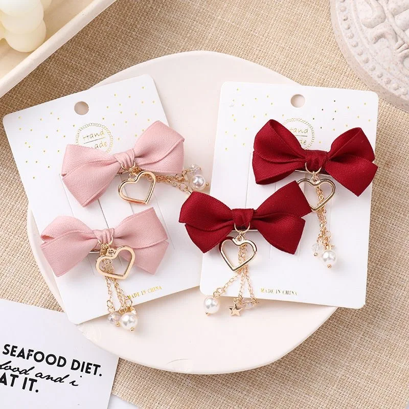 【1 pair】 bows girl metal hair clips Women's hair clip Accessories for hair bow ribbon hair clip Cute things Ribbon hairpin