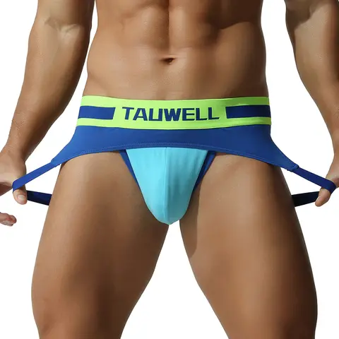 Men's underwear, thong, double thong triangle, slim fit, low waist, color blocked, sexy, fashionable, breathable