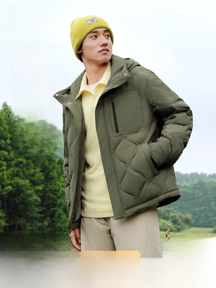 

Новая мужская утепленная куртка Snow Flng 2026 Spring с капюшоном, для активного отдыха, комфортная, теплая, простая, модная, городская, с наполнителем из пуха.