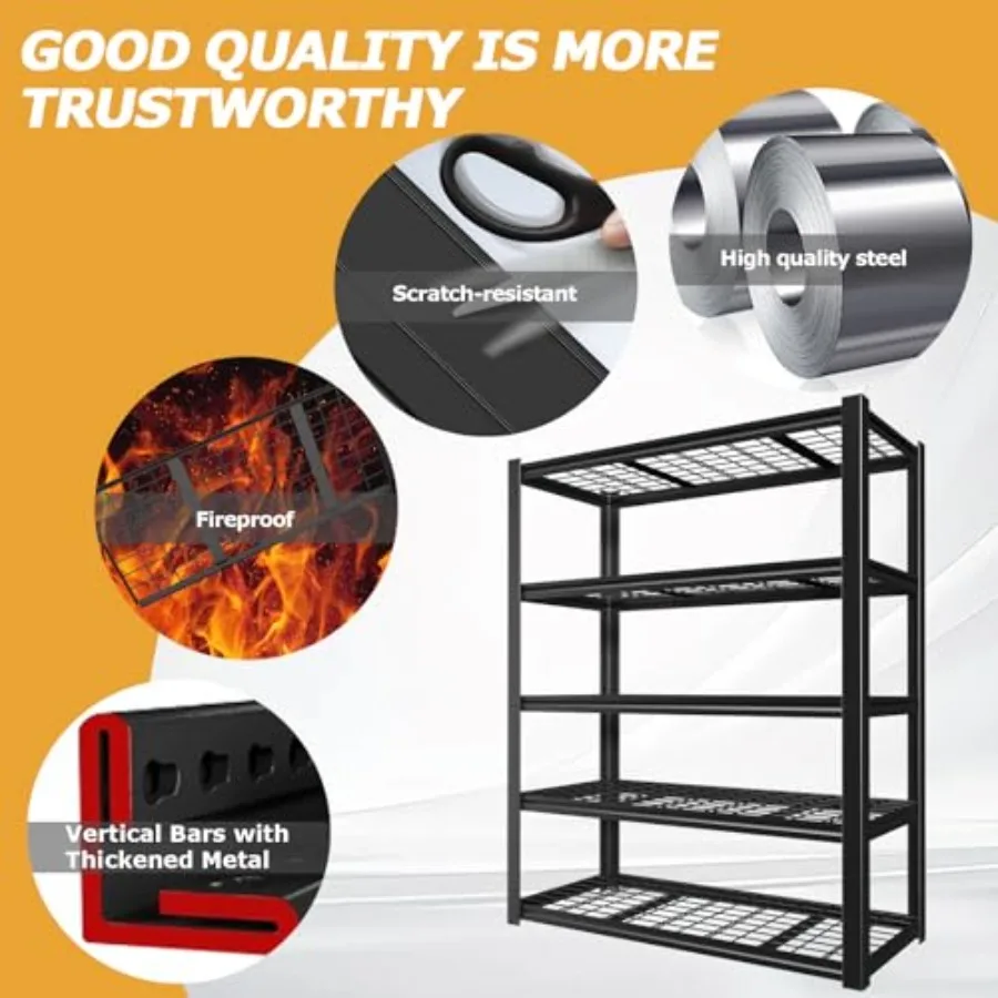 رفوف جراج شديدة التحمل 72 ساعة بسعة 3000 رطل، أرفف تخزين معدنية قابلة للتعديل من 5 طبقات لمرآب الطابق السفلي في المستودعات #5