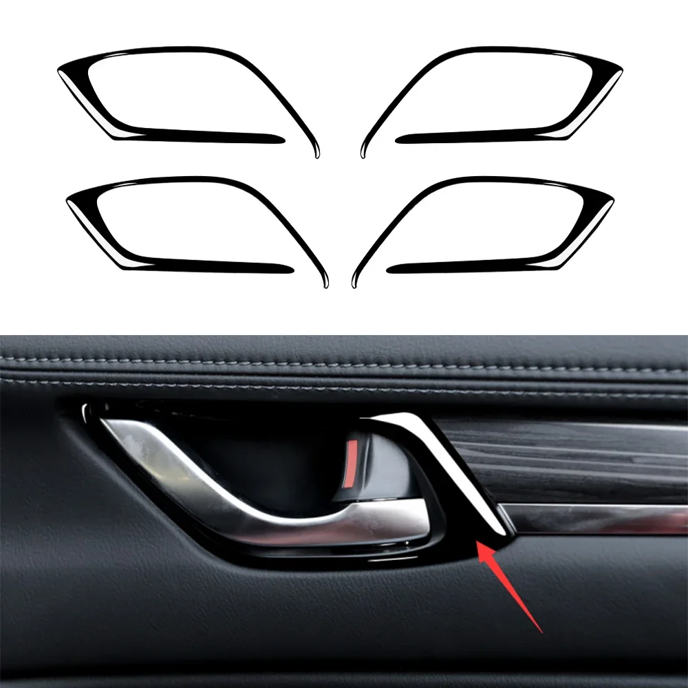 

Фортепианно-черный автомобильный Inteiror, декоративная рамка для дверной ручки, наклейки для Mazda CX-5 2017 2018, LHD RHD, автостайлинг, аксессуары, 4 шт.