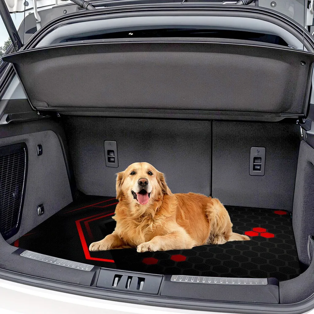 1 Stück Schwarz-Rote Bedruckte Kofferraummatte, Outdoor-Essmatte Universalgröße für Auto, LKW, SUV, hält das Fahrzeug sauber, 75CM * 100CM – Detail 7