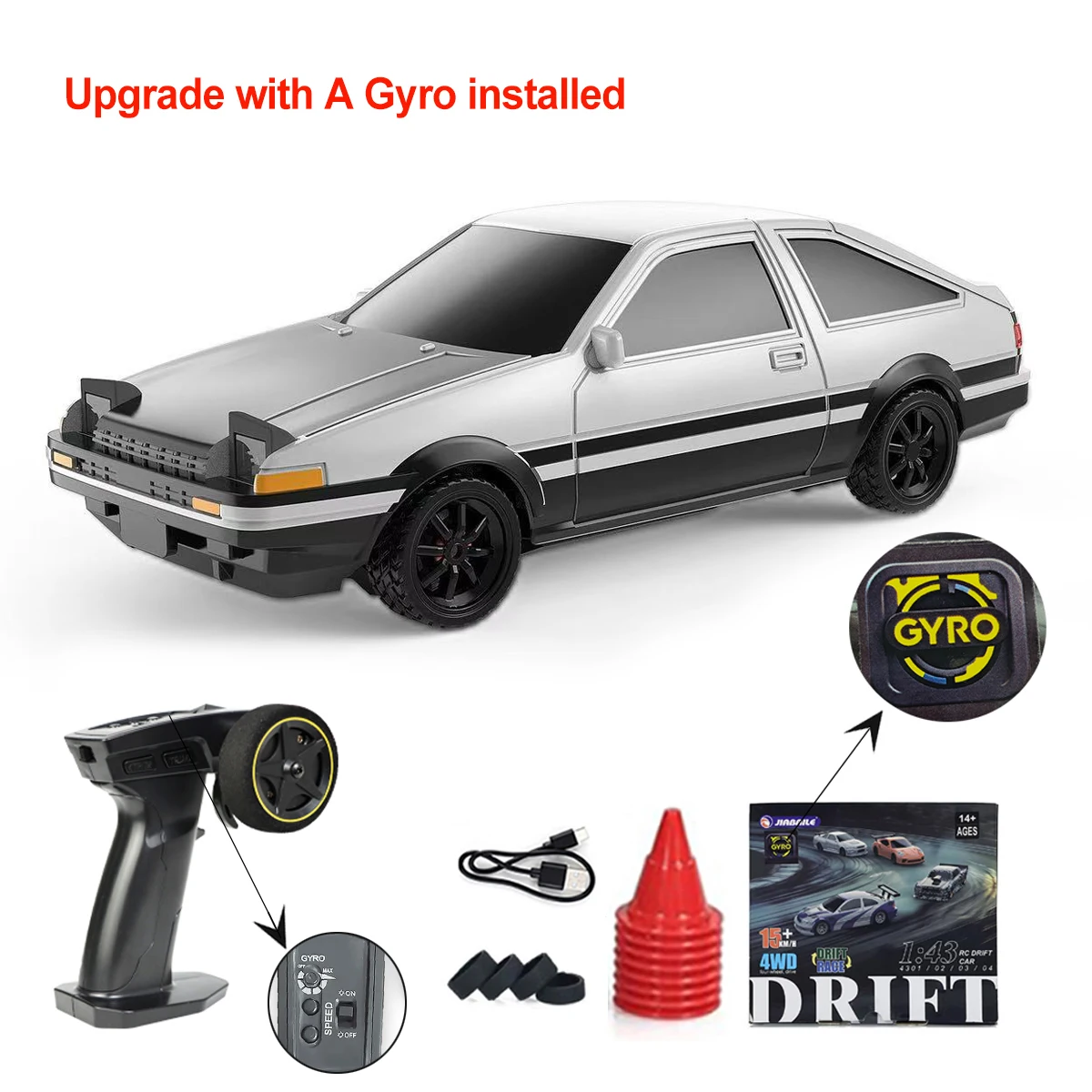 Verbeterde Gyro 1/43 RC Drifting Car Racing RTR 4WD Hoge Snelheid Radio Control Model 2.4G Drift Race Voertuig mini Geschenken