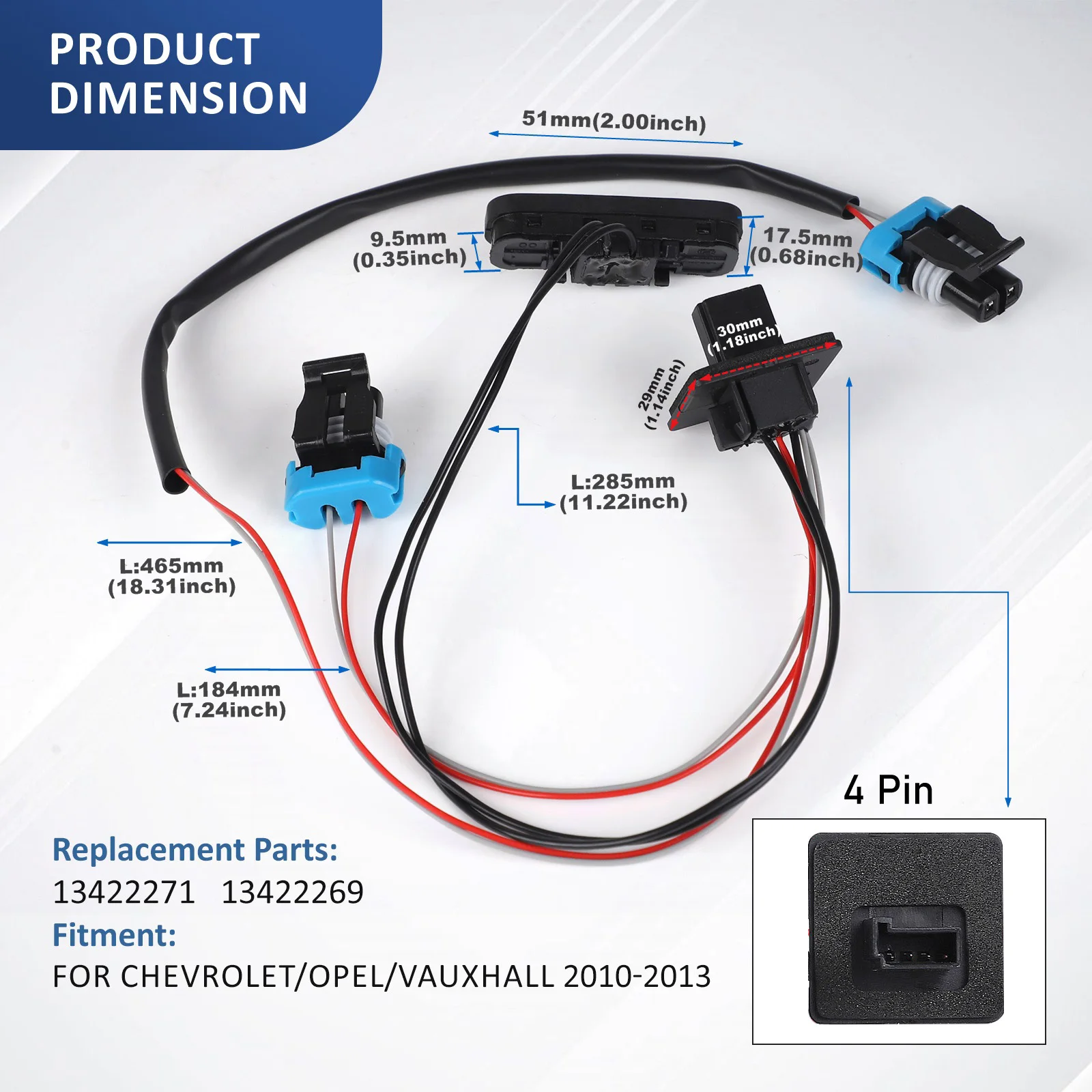 CNSPEED الباب الخلفي التمهيد الإصدار التبديل فتح الجذع التبديل ل فوكسهول ميريفا 2010-2017 أوبل فوكسهول ميريفا 2010-20 MPV 1241461 #2