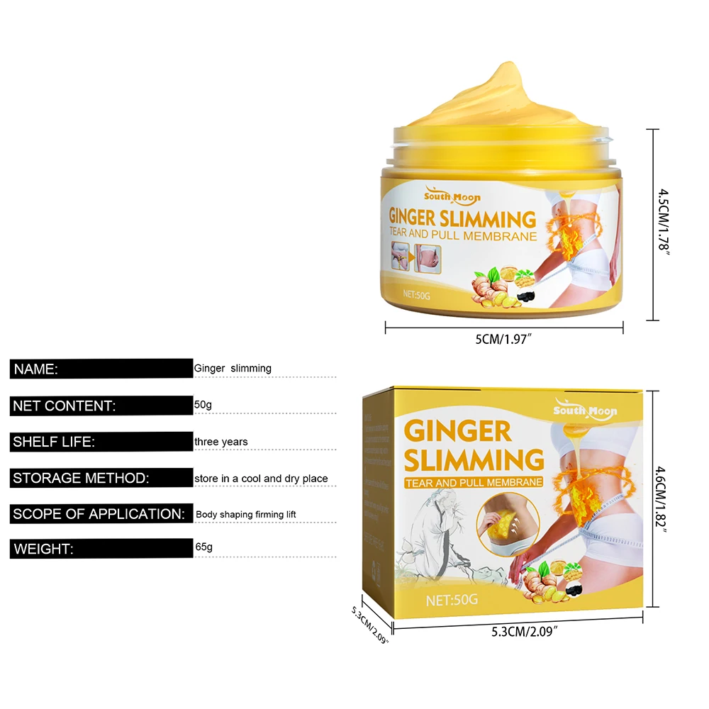 Natural Ginger Cream Fat Burner Weight Loss Anti Cellulite Hot Cream Tightens Skin Body Massager Gel Slimming Cream Massage 50g