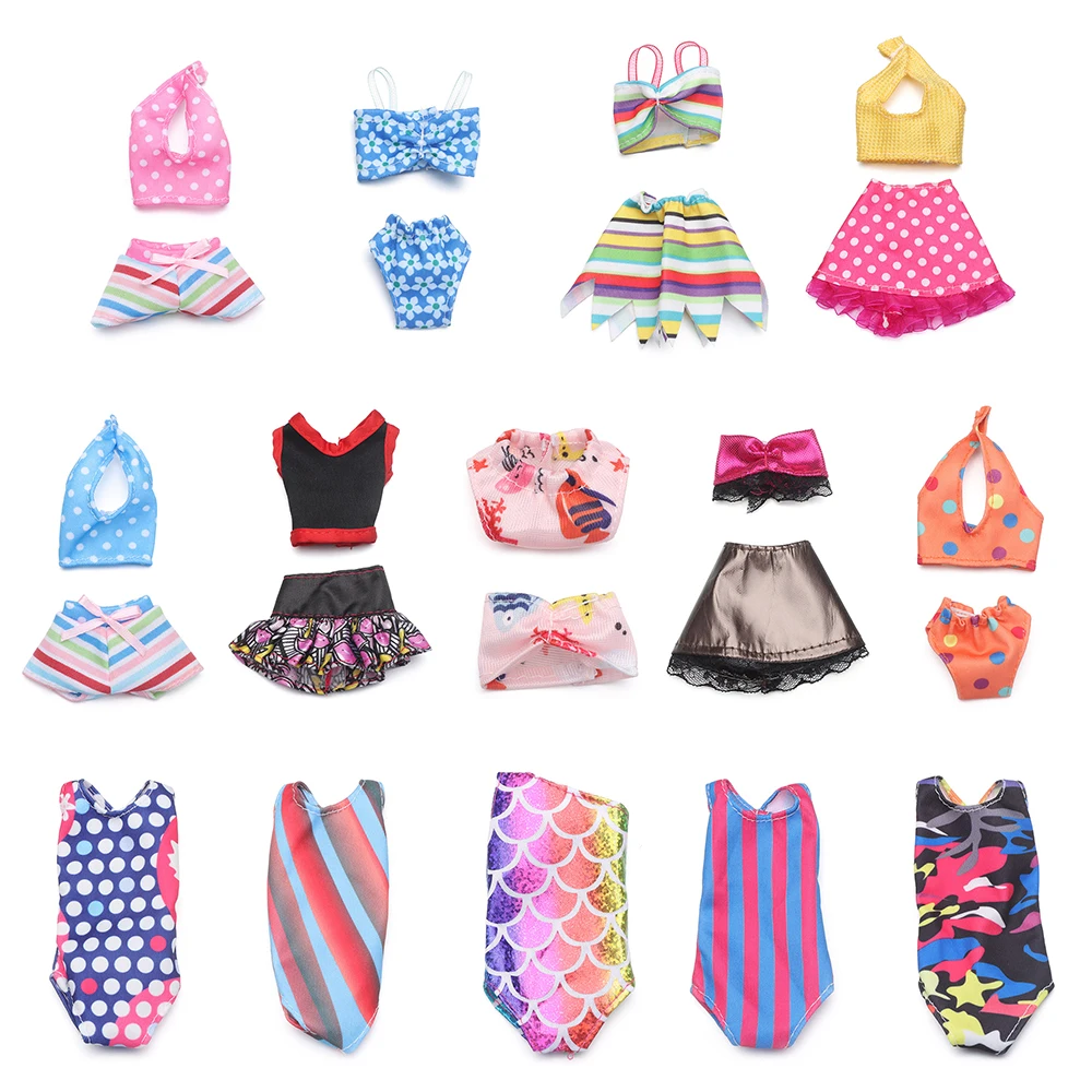 Lovely Doll Swimsuits Dollhouse Swimwear Toys Clothes Miniature Bathing Bikini Beach Outfits Play House Swimming Accessories