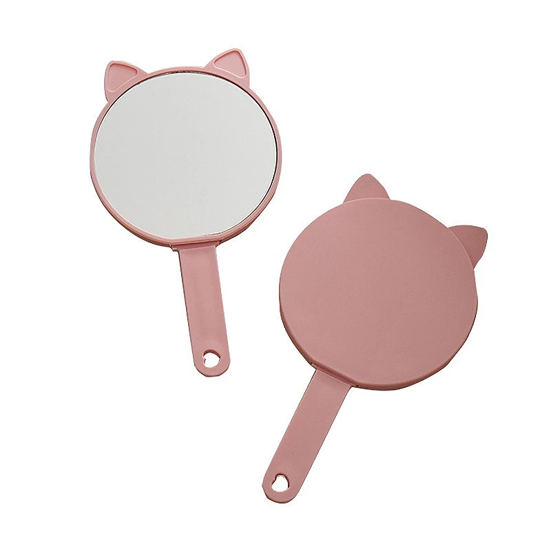 Ręczne lusterko do makijażu z uszkami kota i grzebień 2w1, przenośny zestaw do makijażu dla dziewcząt i podróży