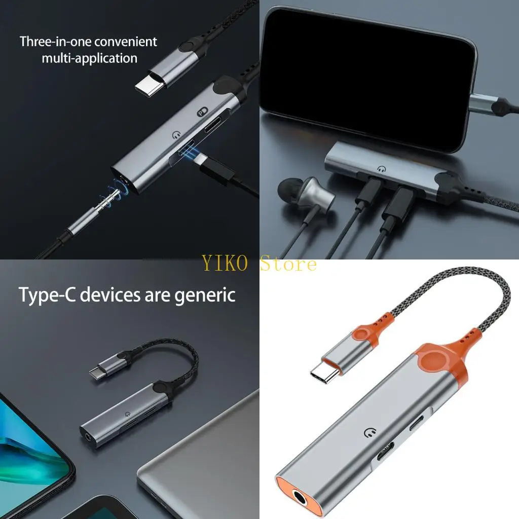 K32C Type C To 3.5mm Adapter With 60W Charging Capability Perfect For Podcasting Gaming And Online Meetings