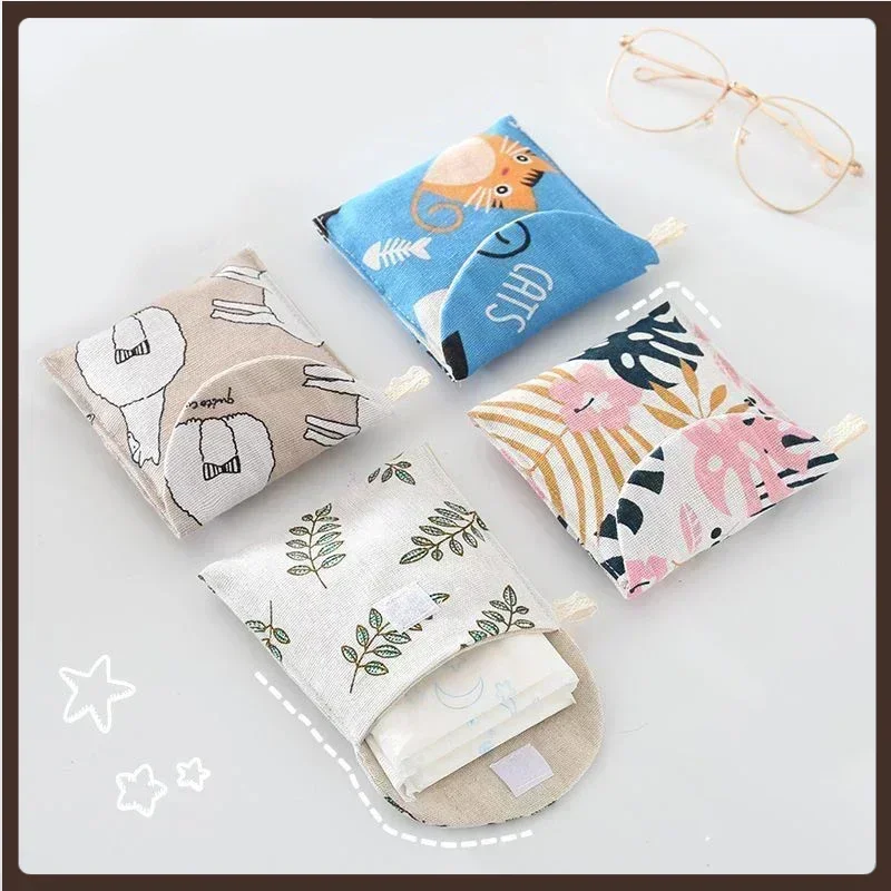 

New Sanitary Pad Pouch Mini Folding Women Cute Bag for Gaskets Napkin Towel Storage Bags Pouch Case Sanitary Pad Organizer