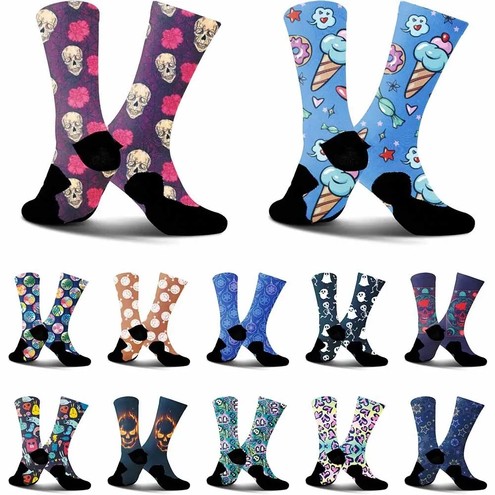 

2025 New Creative Ice Cream Dessert Pattern Sports Cycling Socks, unisex, trendy, moisture wicking, breathable and durable