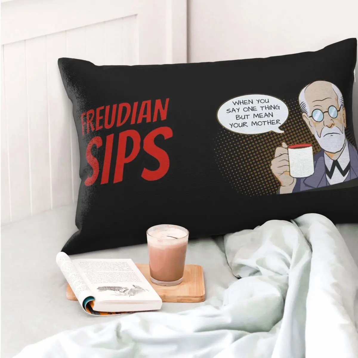 Freudian Sips- Psychology Design Rectangle Pillowcase Cushion Cover Decor Bedroom Bed Home Comfort Throw Pillow