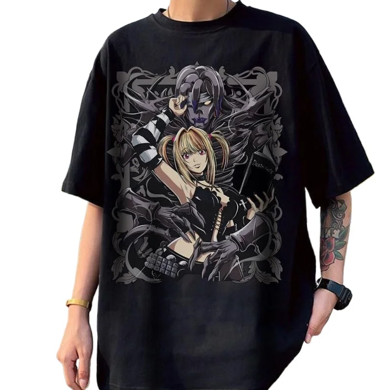 Sommer-Sonderangebot Japanisches Anime Death Note Shirt Unisex Vintage Top Hip-Hop Streetwear Übergroßes T-Shirt Locker Bequem und Vielseitig – Detail 3