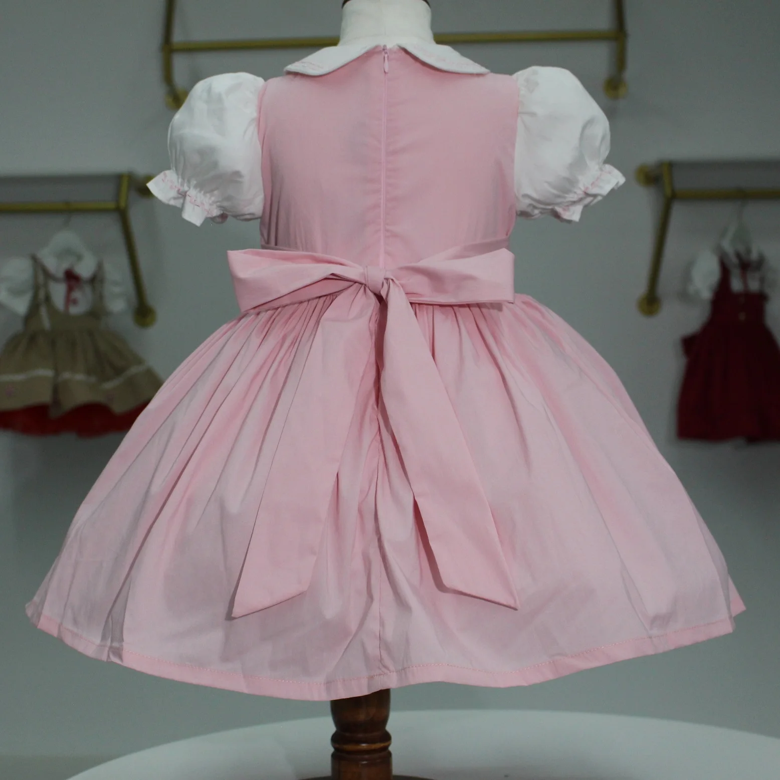 0-12Y Baby Girl Summer Pink Unicorn Embroidery Turkish Vintage Princess Ball Gown Dress for Birthday Holiday Easter Eid  B156
