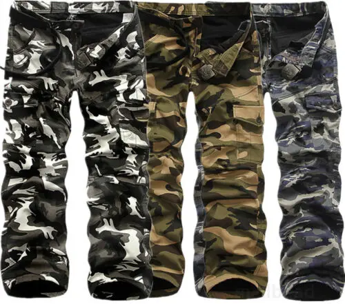 Combat Men Winter Warm Casual Fleece Lined Camo Cargo Pants Work Trousers Pants