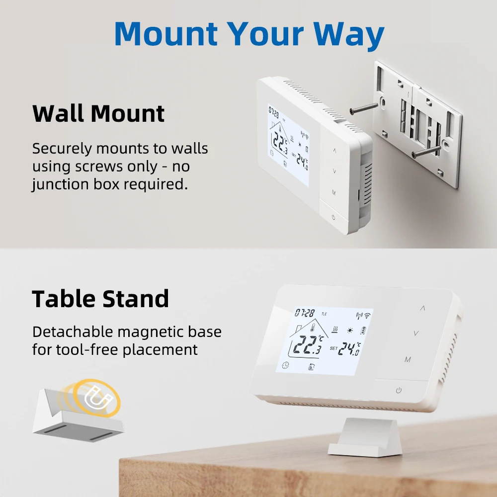 نظام تسخين/تبريد تسخين مركزي 8 قنوات لمشطات مضخة الغلاية اللاسلكية واي فاي ترموستات RF433 يدعم أليكسا جوجل #6
