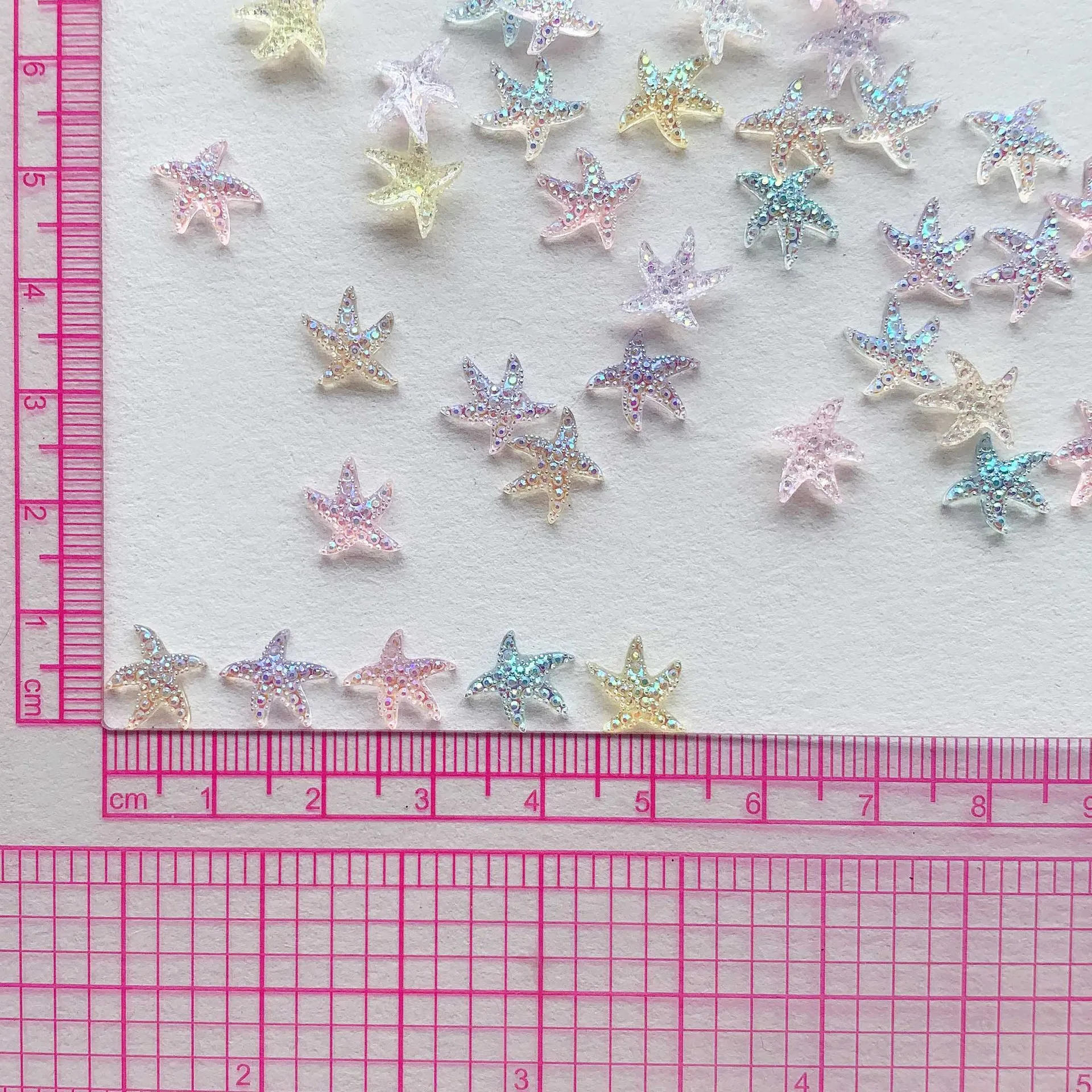 20 Pcs 9*10mm Aurora Starfish Mini Nail Art Resin Jewelry Accessories DIY Phone Case Nail Art Decoration Jewelry