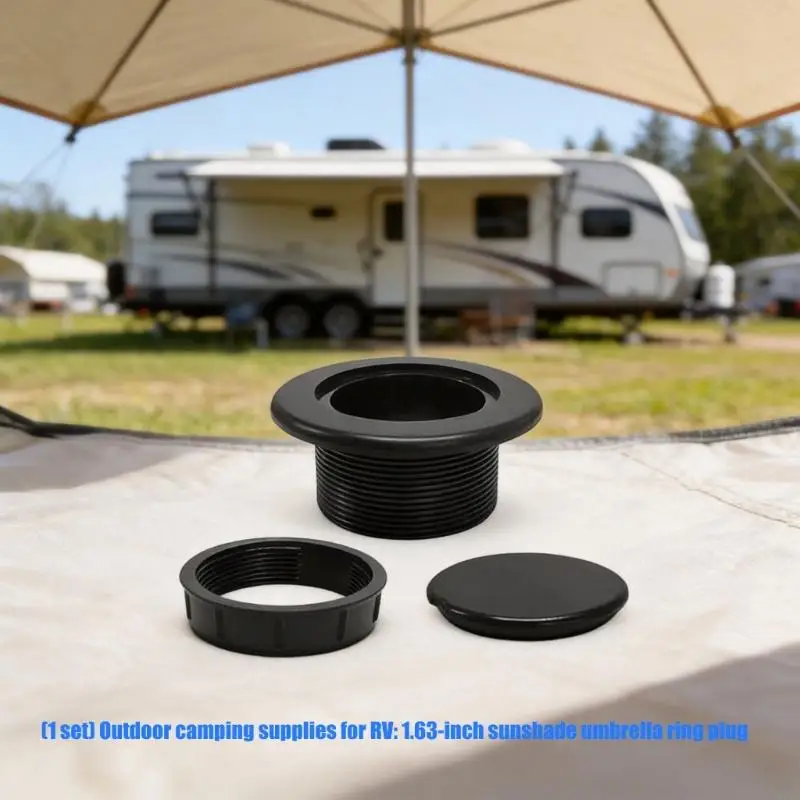 M76E Schwarzer Schirmloch-Abdeckstopfen für Terrassentischöffnungen mit Mittelkappe – Detail 2