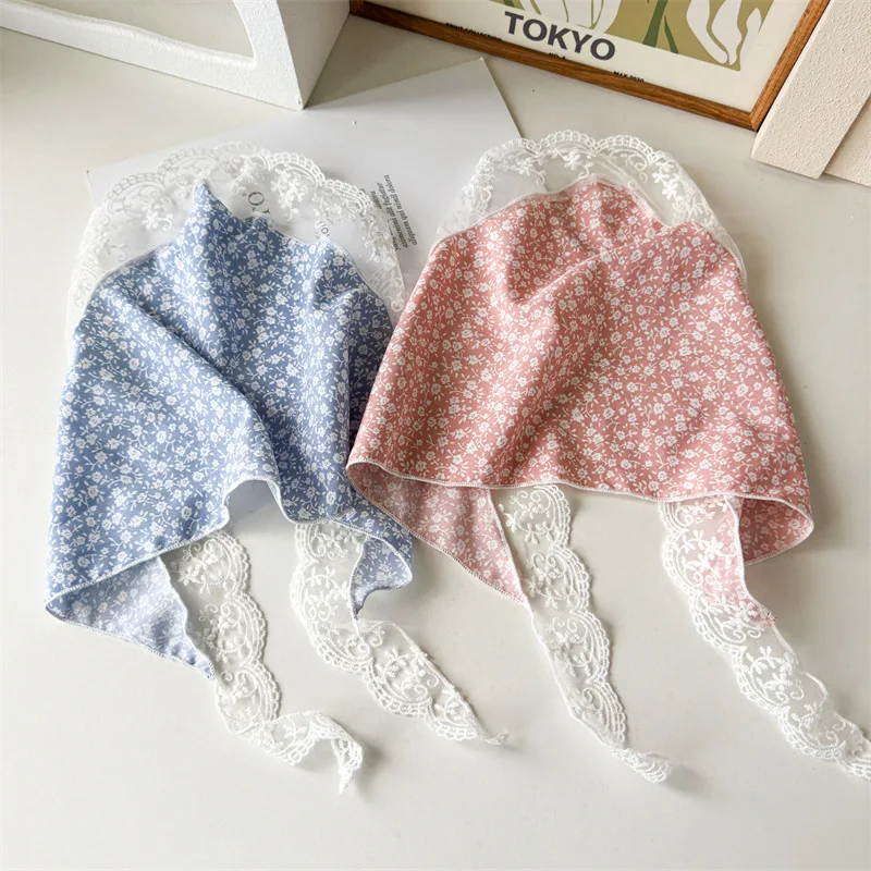 2024 Summer Beach Flower Triangle Hair Scarf For Women Trendy Girls Lace Headbands Hair Accessories