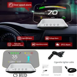 HD C3 Plus Car HUD OBD2 Head Up Display GPS Navigation Projector Digital Speedometer Car Accessories On-board Computer