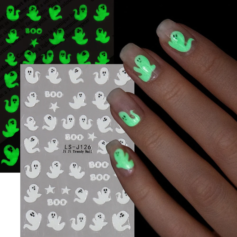 3D Shoous mesurost Nail Sticker Halloween Décoration Paillettes Chauve-Souris Citrouille Curseur Coeur Araignée Web Charmes Manucure Decal LEBLS-J123