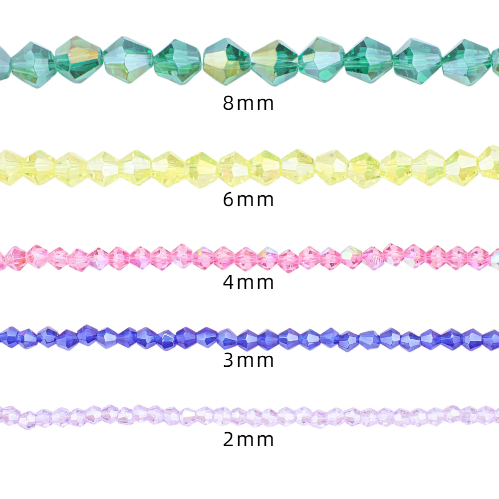 2/3/4/6/8MM AB Glass Bicone Beaded Faceted Crystal Loose Beads DIY For Jewelry Making Supplies Needlework Accessory Wholesale