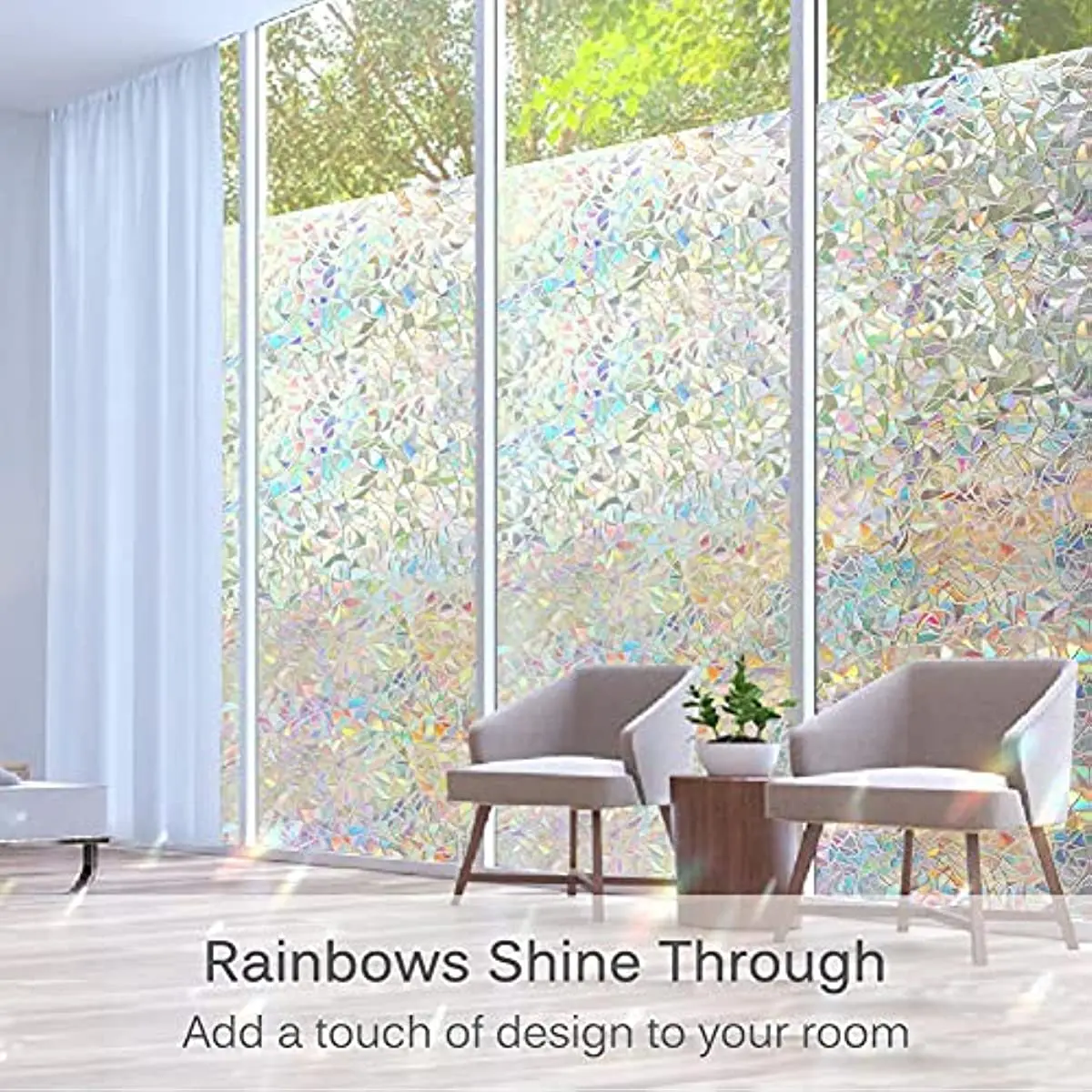 Privacy Statische raamsticker Vinyl 3D-sticker Glazen deurisolatie Regenboog UV-bescherming