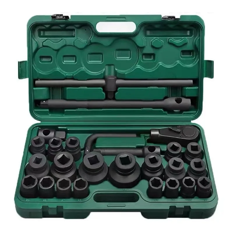 26Pcs Heavy Duty Socket Set 3/4 & 1 Inch Drive Impact Socket Wrench Kit Hex Torx Sleeve for Auto Mechanical Repair