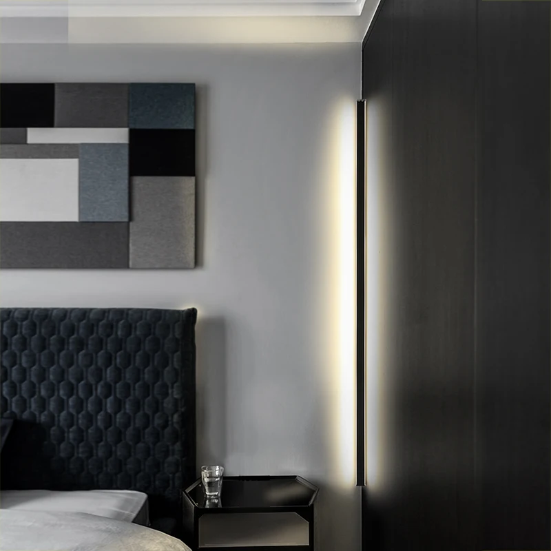 Imagem -03 - Modern Minimalista Canto Led Wall Sconce Linha tipo Wall Light Escada Quarto Lâmpada de Cabeceira Iluminação Interior