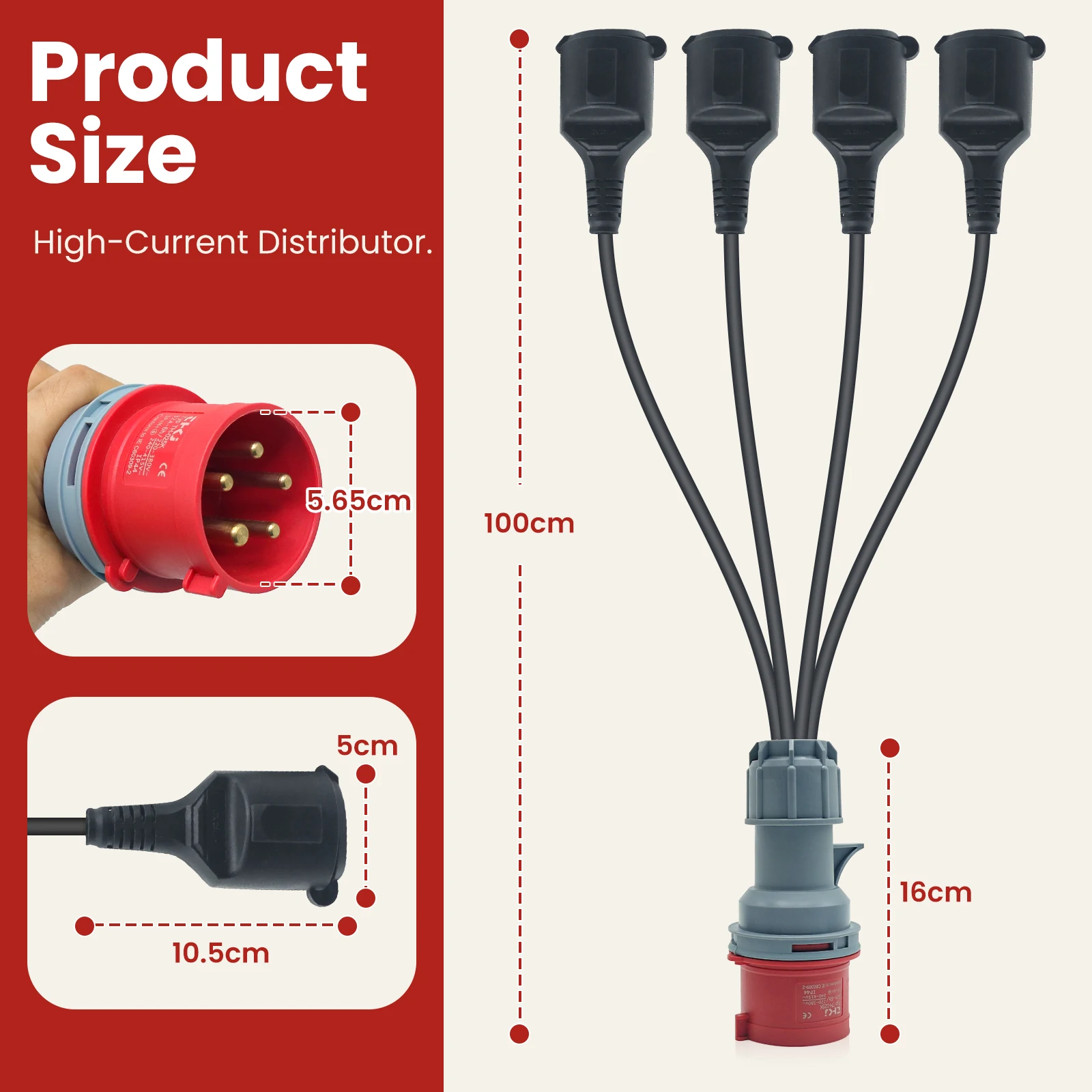 4IN1 400 فولت 16A CEE محول عالية الحالي الفاصل إلى 230 فولت الفاصل تمديد كابل اقتران للسيارات الكهربائية المنازل ديكور