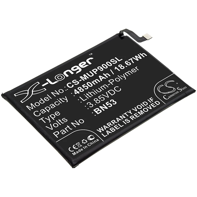 

Li-Polymer Mobile, SmartPhone Battery for Redmi, 3.85V, 4850mAh , Compatible Models: M2003J6B1I, M2003J6B2G,M2101K6G Note 9 Pro