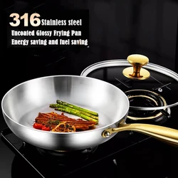 30CM Non-stick Frying Pan Wok 316 Stainless Steel Cooking Fried Steak Gas Stove Pot Induction General Saucepan Kitchen Cookware