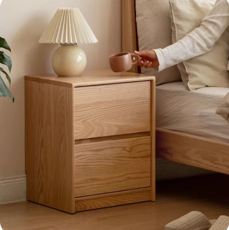 Nordic Inspired Solid Oak Nightstand with Drawer, Space Saving Bedside Storage Cabinet for Bedroom and Small Apartment Furniture