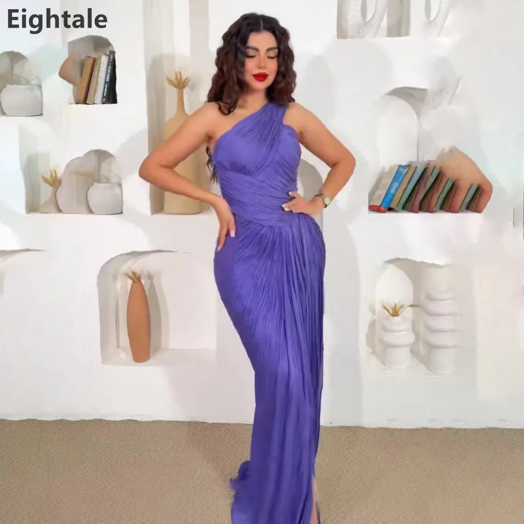 

Eightale 2025 One Shoulder Mermaid Maxi Evening Dress Silk Chiffon Wedding Party Formal Prom Dress Dubai Party Gown Customized