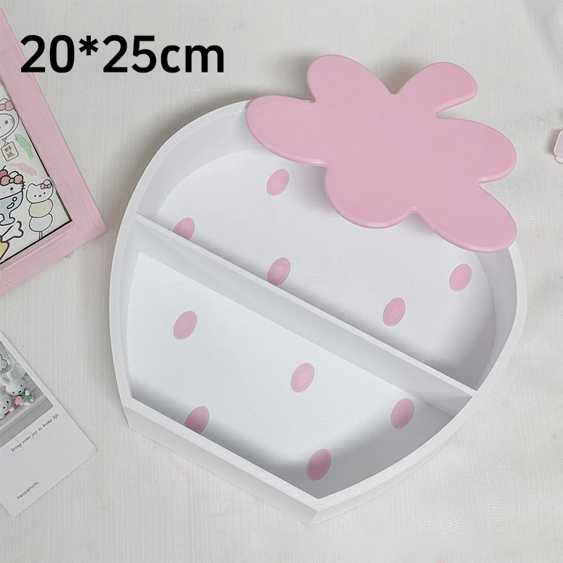 Cute Strawberry Desk Organizer Shelf Kawaii Tiered Storage Rack Display Stand For Figurines Dolls Desktop Decor Ornament Gift view 6