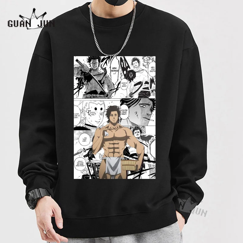 Anime Japanese Style Black Cover Yami Sukehiro Print Sweatshirt Men Women Pullover Long Sleeve Hoodies Unisex Fashion Streetwear