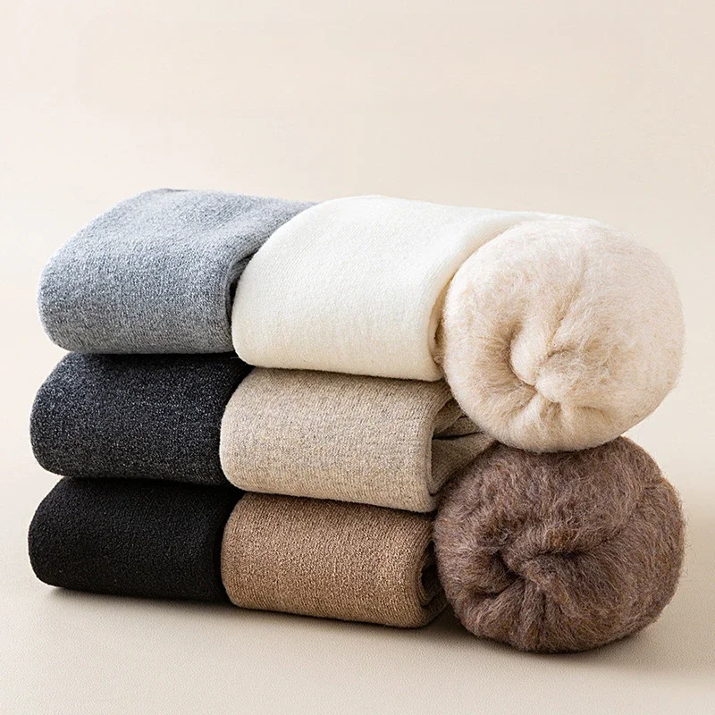 Thermal Knee High Socks for Women, Winter Warm Soft Long Leg Warmers, Thicken Solid Color Fluffy Stockings