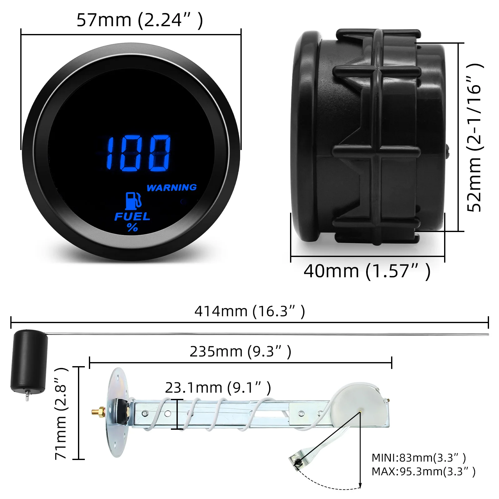 Stainless Steel Fuel Level Sensor 240-33ohm For Fuel Gauge with Oil Tank Level Float Alarm Warning Universal Fuel Indicator 12V