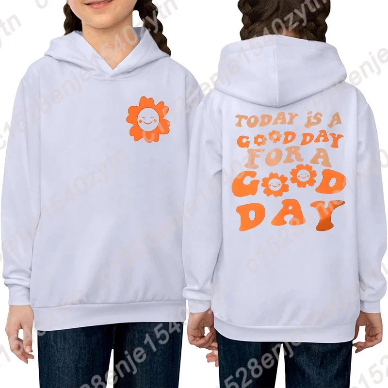 

Girls' Letter Graphic Print Cute Hoodies, Today Is A Good Day For Good Day Hoodie, Long Sleeve Pullover Casual Sweatshirt