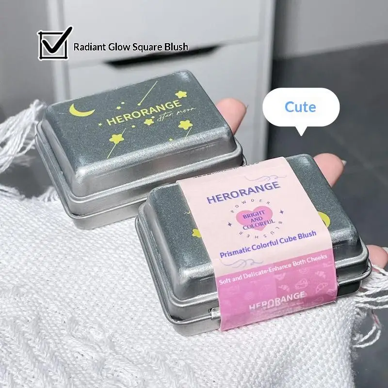 HERORANGE Iron Box Blusher Mineral Powder Langlebige Wangenkonturtönung Gesichtsrouge Kosmetik Einfarbige Rouge-Palette