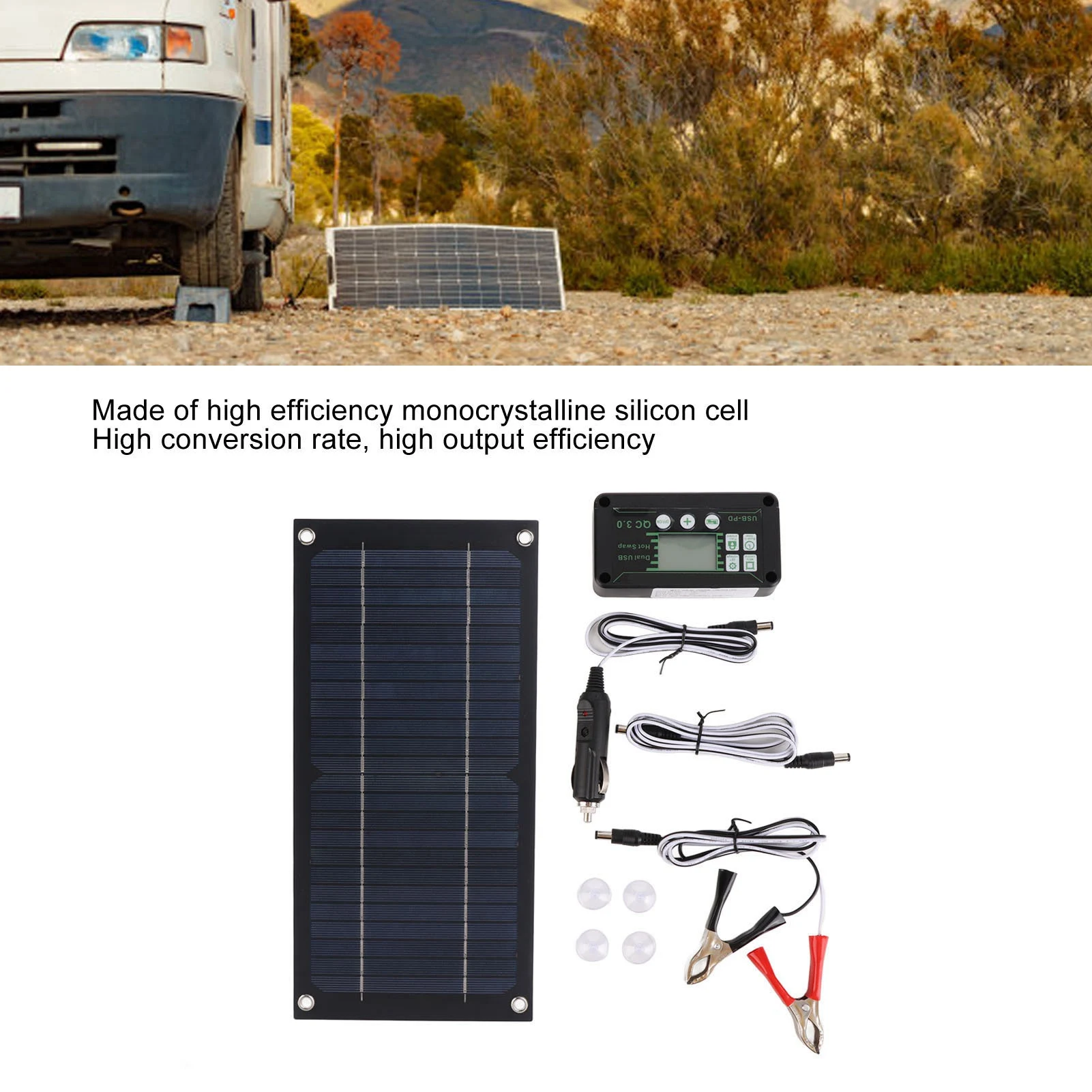 Solar Panel  Portable Solar Panel Kit High Conversion Rate 100A Eco Friendly for Outdoor Agriculture