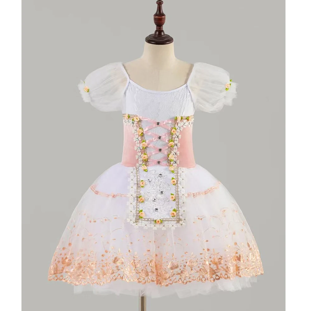 

New Ballet Skirt For Girl Adult Swan Lake Ballet Wear Dance Dresses Costumes Clothes Kids Peach Pink Costume Dancing Yarn Skirt