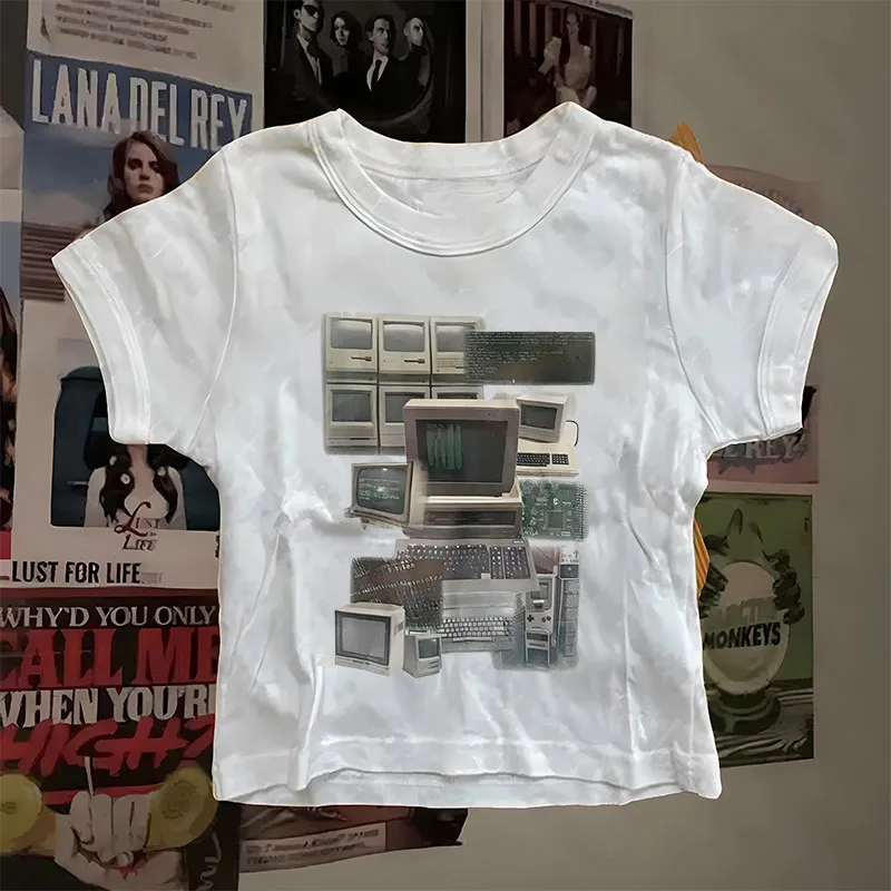 Y2k Emo Crop Tops Y2k Vintage Top for Women Women's Cropped Aesthetic Women's Blouses 2000s Tops With Suspenders Grunge