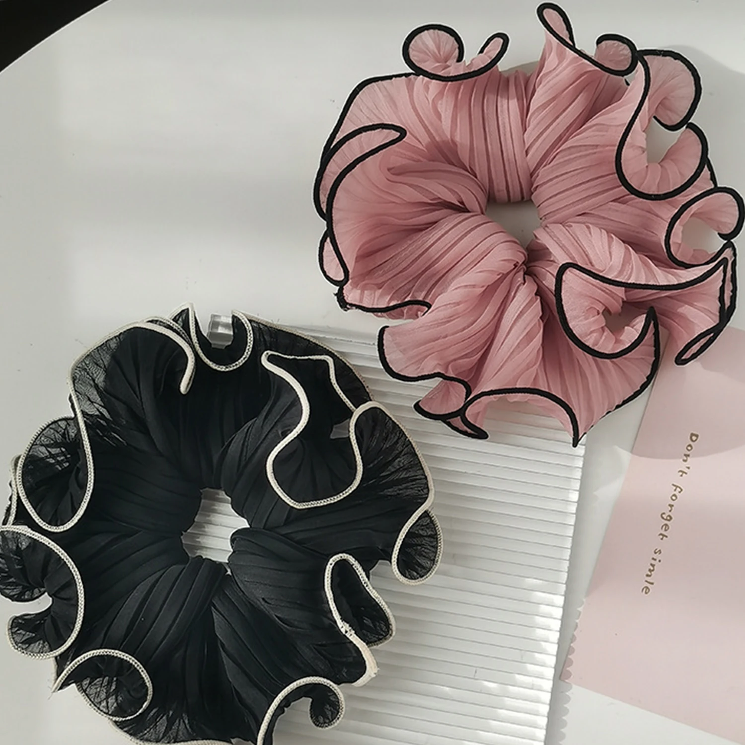 Fashion Korean Wrinkle Chiffon Scrunchies For Women Girls Hair Rope Sweet Temperament Exaggerated Hair Band Hair Accessories