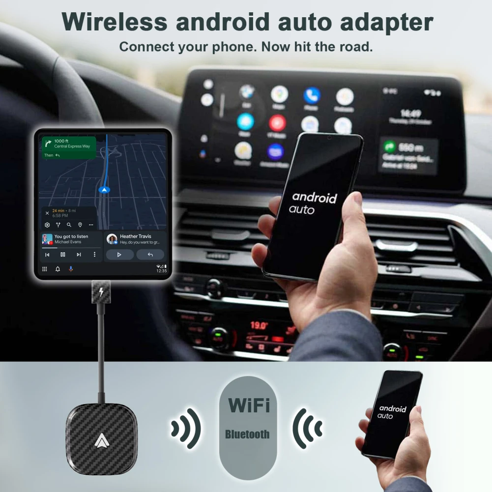 

Wireless Adapter Compatible For CarPlay Android Auto 2.4Ghz 5GHZ Multimedia Video Dongle Wire-controlled To Wireless Adapter