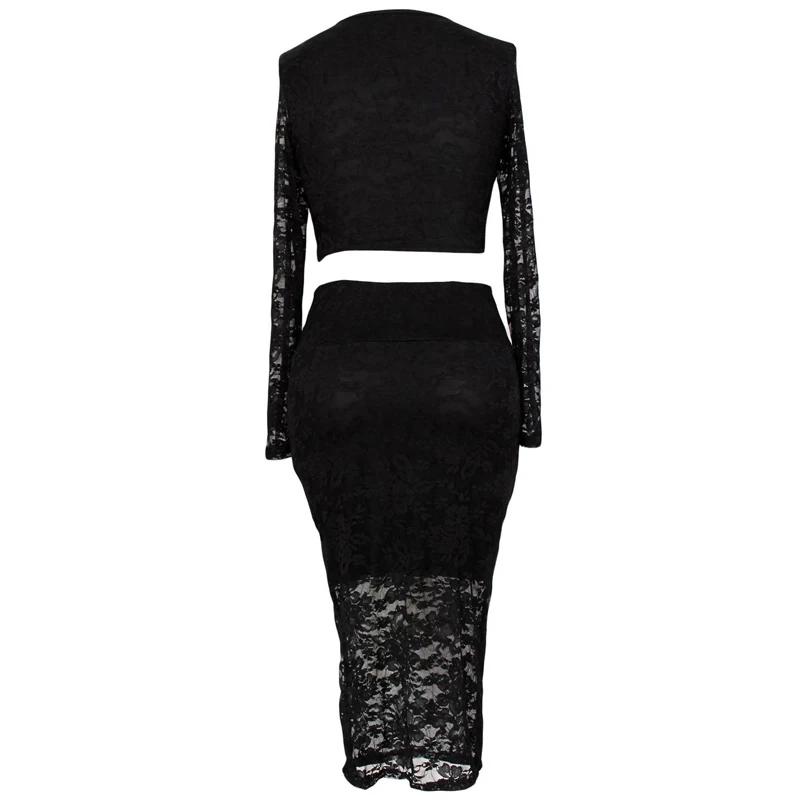 Dames kanten jurk, top en rok, tweedelige bodycon