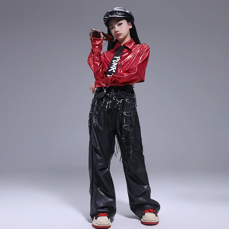 Mädchen Pailletten K-pop Crop Top Jogger Hosen Mädchen Gruppe Kleidung Sets Kinder Jazz Street Dance Kostüme Kinder Hip Hop streetwear