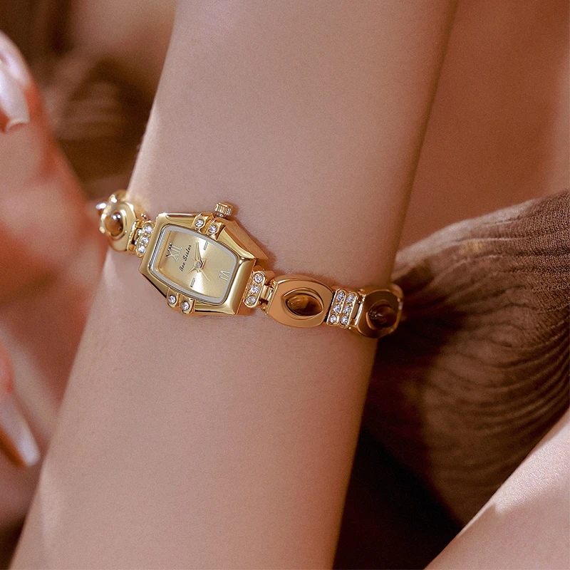 

Новинка 2024, винтажные роскошные женские часы, натуральный тигровый глаз, камень с маленьким циферблатом, женские часы-браслет, деловые часы, подарки