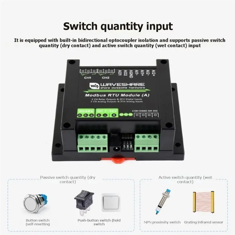 【STABLE QUALITY】Waveshare Industrial Modbus RTU Module(A) Multiple Isolation Protection Circuits Mixed Input And Output Function view 5