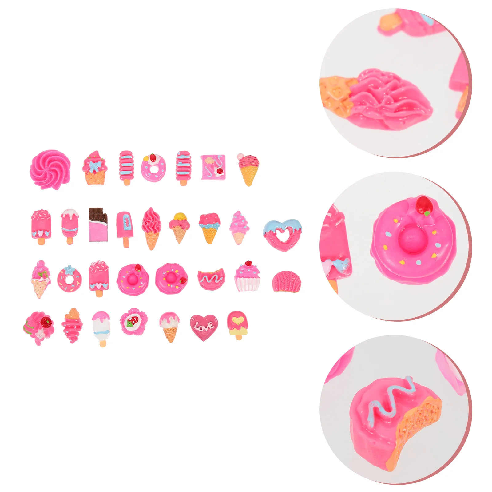

30Pcs Simulation Food Adornments DIY Phone Shell Ornaments Lightweight Durable Phone Case Decor DIY Resin Adornment